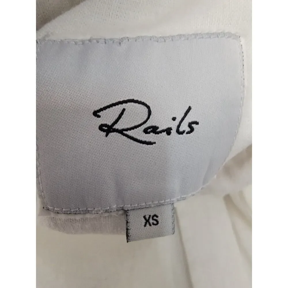 Rails Shirt Womens XS White Charli Metallic Stars Linen coastal summer Celestial